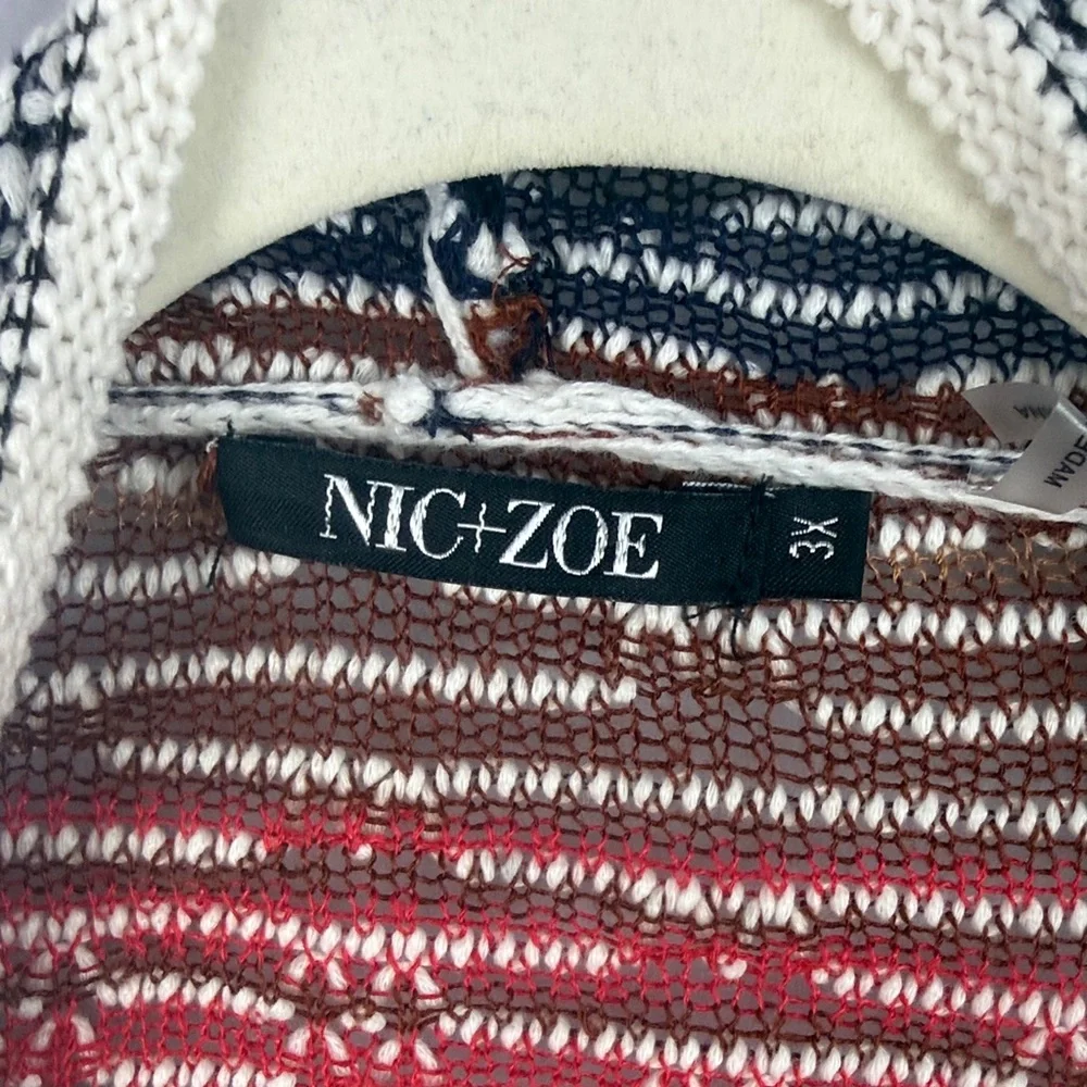 NIC+ZOE Linen Blend Multi-Color Open Front Knit Cardigan Sweater - Plus Size 3X - Picture 3 of 10